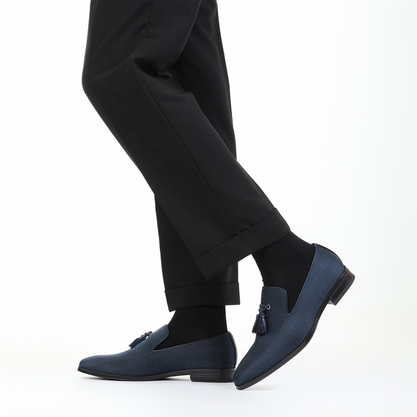 Men's Microfiber Tassle Dress Loafers - NAVY - 7